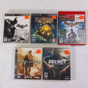 lot 205 image: Play Station 3 PS3 Lot of Games 5 Total - Bat Man- Call of Duty - Bioshock II