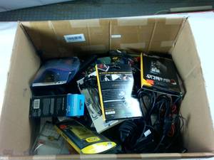 lot 251 image: Ton of Stuff Mystery Box o Cords and Stuff � Remote Start � Power Adapter � USB Chargers