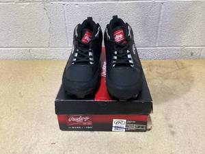 lot 411 image: Rawlings Mens Press Mid Baseball Cleats Size 10.5