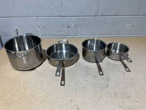 lot 203 image: 4 Piece Cuisinart Stainless SteeL Pot Set No Lids