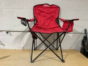 lot 379 image: Coleman Portable Camping Chair with 4-Can Cooler, Cushioned Seat & Back with Side Pockets & Cup Holder