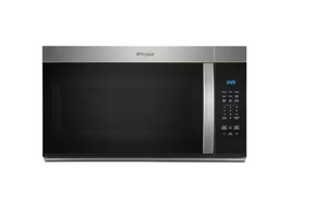 lot 401 image: Whirlpool 30 in. 1.7 cu. ft. Over-the-Range Microwave in Stainless Steel Finish with Express Cooking Buttons (Missing Hardware. Transit Damage)