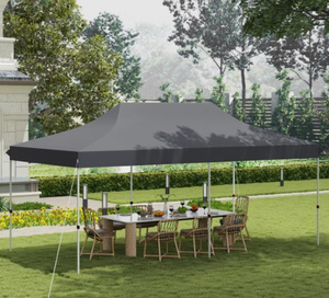 lot 305 image: Costway NP12122GR 10 x 20 ft. Pop Up Canopy Tent Foldable Portable Outdoor Gazebo with Carry Bag - Gray