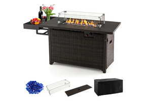 lot 312 image: Mondawe 52-in W 50000 Maximum BTUs Stainless steel Rectangle Liquid propane Fire pit table