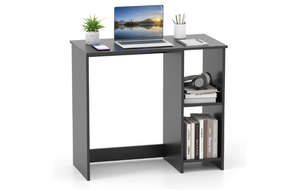 lot 323 image: Giantex Small Desk with Storage, 31.5 Inch Home Office Computer Desk with Shelves, Space Saving Study Writing Desk, Modern Simple Laptop Desk for Small Spaces (Black)