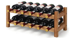 lot 329 image: COSTWAY Wine Rack, Bamboo 12 Bottles 2-Tier Wine Display Rack for Countertop Home Kitchen Pantry, Free Standing Wine Storage, Rack Tabletop Wine Rack (Nature)