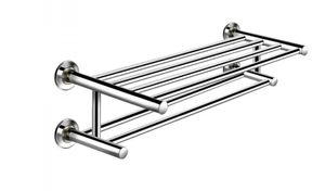 lot 331 image: 24 Inch Wall Mounted Stainless Steel Towel Storage Rack with 2 Storage Tier