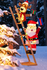 lot 336 image: Tangkula 5.5 FT Lighted Reindeer & Santa Claus on Ladder