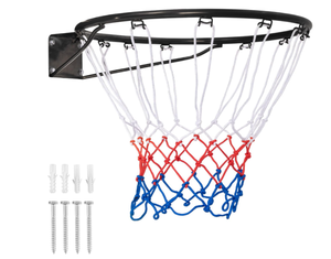 lot 342 image: KOTEK 1518 Basketball Rim, Wall Door Mounted Basketball Hoop Replacement with All Weather Net, Basketball Rim Goal for Indoor Outdoor Driveway Garage Backyard