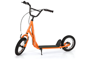 lot 345 image: GYMAX Scooter, Kids & Adults Off-Road Scooter with 12 Inflatable Wheels, Adjustable Height Handlebar, V-Type Handbrakes & Axle Pegs for All Terrain, 8