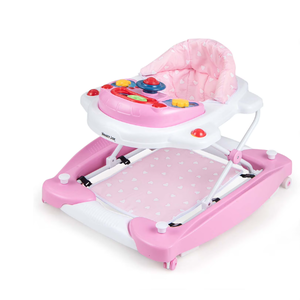 lot 346 image: Costway 6 in 1 Baby Walker Adjustable Walker & Activity Center with Music 6-14 Months Pink