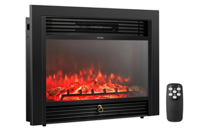 lot 348 image: COSTWAY Electric Fireplace Inserts 28.5-inch Wide, 750W1500W Wall Recessed and Freestanding Fireplace with 3 Flame Colors, 5 Brightness Settings, 8H Timer, Remote Control, Heater for Indoor Use