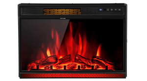 lot 351 image: COSTWAY Electric Fireplace Insert 28-Inch Wide, 9001350W Recessed and Freestanding Heater with Remote Control, 3 Flame Colors, 4 Brightness, Adjustable Temperature, Electric Fireplace for Indoor Use