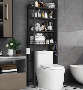 lot 82 image: Over-The-Toilet Storage Rack, 4-Tier Bathroom Organizer Shelf Over Toilet with Adjustable Shelf and Basket, Freestanding Space Saver Bathroom Shelves Above Toilet for Room (Pure Black)