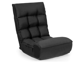 lot 84 image: DORTALA 4-Position Adjustable Folding Floor Chair, Padded Gaming Floor Sofa Chair, w 5-Position Adjustable Head and Side Pocket, High Back Lazy Sofa Sleeper Couch Recliner, Black
