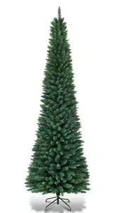 lot 397 image: Costway 7 ft. PVC Unlit Artificial Slim Pencil Christmas Tree with Stand Home Holiday Decor Green
