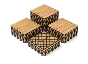 lot 12 image: Goplus Interlocking Deck Tiles, 30 Pcs Acacia Wood Flooring Tiles, 12 x 12 Snap-in-Place Patio Tiles, Decking for Poolside, Porch, Balcony, Lawn, Garden, 29 Sq.ft Coverage