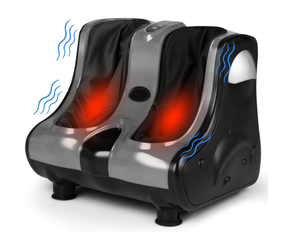 lot 13 image: Costway Foot & Calf Massager with Heat Vibration Deep Kneading Shiatsu Foot Massage Machine Grey