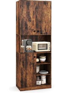 lot 32 image: Kitchen Pantry Cabinet, Tall Storage Cabinet with Doors and Shelves, Dining Room Cupboard with Microwave Countertop, 65.5 Buffet Hutch for Kitchen Living Room Coffee Bar (Rustic Brown)
