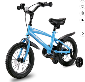 lot 33 image: Naipo 14 Inch Kids Bike Girls and Boys Blue Bike with Removable Training Wheels