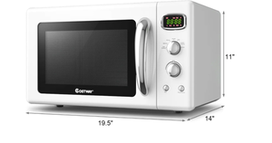 lot 38 image: Costway 0.9Cu.ft. Retro Countertop Compact Microwave Oven 900W 8 Cooking Settings White