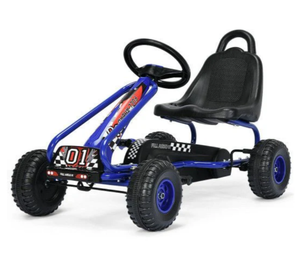lot 105 image: 4 Wheel Pedal Powered Ride On with Adjustable Seat-Blue