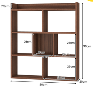 lot 110 image: Costway 7 Shelf Walnut Cube Storage Unit