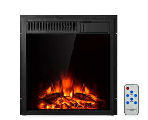 lot 114 image: Costway 22.5 Electric Fireplace Insert Freestanding & Recessed Heater Log Flame Remote