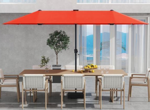 lot 123 image: Costway NP12228OR 13 ft. Large Patio Umbrella with LED Solar Lights & Crank Handle - Orange