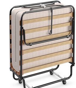 lot 136 image: Giantex Folding Bed with Mattress for Adults, 75 x 32 Rollaway Guest Beds w 3 Inch Foam Mattress & Sturdy Metal Frame