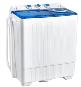 lot 143 image: Costway 26 lbs Portable Semi-automatic Twin Tub Washing Machine with Drain Pump Blue