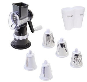 lot 225 image: Speed Drum Grater, 5 Drums for Slicing, Grating, Crinkle Cut, Julienne, Shredding (Black)