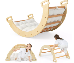 lot 236 image: Costway 2-in-1 Arch Rocker with Soft Cushion Double-Sided Climbing Arch for Toddlers
