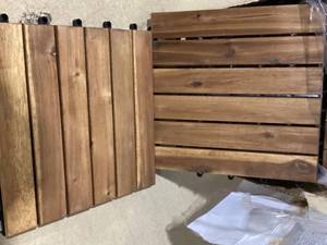 lot 390 image: Goplus Interlocking Deck Tiles, 30 Pcs Acacia Wood Flooring Tiles, 12 x 12 Snap-in-Place Patio Tiles, Decking for Poolside, Porch, Balcony, Lawn, Garden, 29 Sq.ft Coverage