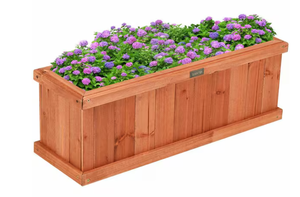 lot 148 image: Large 28 in. L Brown Fir Wood Planter Box