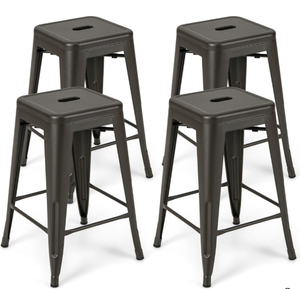 lot 149 image: Costway Gun Metal Nesting Bar Stool Set of 4