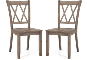 lot 150 image: GOFLAME Wooden Dining Chairs Set of 2, Mid Century Farmhouse Kitchen Side Chairs with Ergonomic Seat & High Backrest, Armless Dinette Chairs with Rubber Wood Frame for Dining Room Living Room, Brown