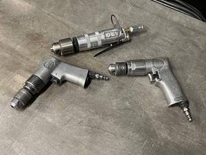 lot 17ZA image: Set of 3 Pneumatic Air Drills - Sioux, Desoutter, ARO - Durable Industrial Tools