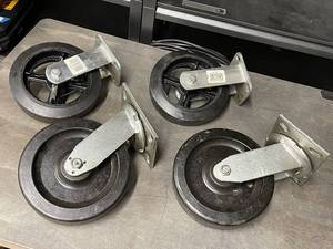 lot 21ZA image: Set of 4 Heavy-Duty 8-Inch Swivel Caster Wheels for Industrial Use