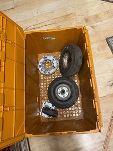 lot 28J image: Utility Wheels with Max Load 300lbs and Spacers in Orange Storage Bin