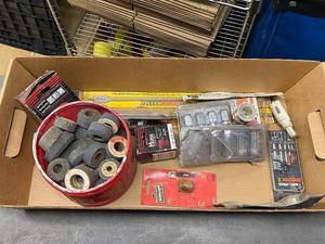 lot 38J image: Assorted Tools and Accessories Lot with Wheel Nuts, Drill Bits, and More
