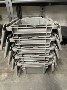 lot 38ZA image: Set of 6 Heavy-Duty Stackable Plastic Storage Containers with Lids