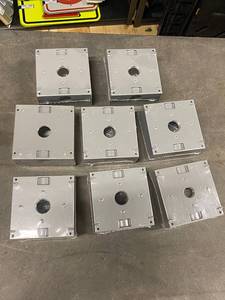 lot 47AD image: Lot of 8 TayMac 2-Gang Boxes, 34 Side Lug, Wet Location, Model DB575XS, Gray