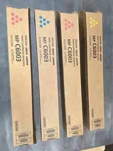 lot 52AD image: Set of 4 Genuine Ricoh MP C6003 Printer Cartridges - Magenta, Cyan, Yellow - New in Box