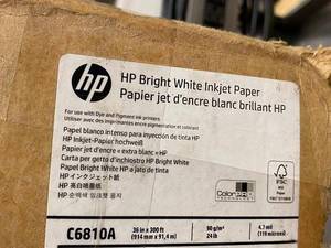 lot 65AD image: HP Bright White Inkjet Paper Roll 36 in x 300 ft 90gsm C6810A for Dye and Pigment Ink Printers