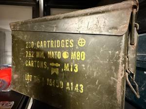lot 3J image: Military Surplus 7.62mm NATO M80 Ammo Storage Can