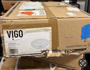 lot 12J image: Vigo VG07043 Glass Vessel Bathroom Sink and VG03024ARB2 Faucet Set