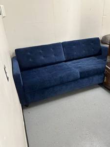lot 3 image: Blue Upholstered Sofa 80x36 Inch
