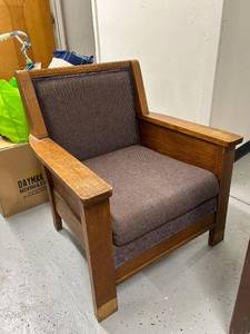 lot 19 image: Wooden Armchair with Upholstered Cushions 28x28 Inch