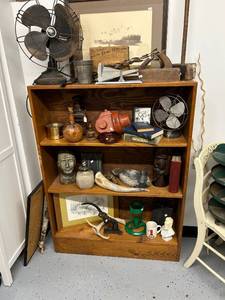 lot 20 image: Wooden Bookcase 36x9x48 Inch with Oak Finish